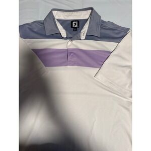 FootJoy Golf Polo Shirt Striped Performance Athletic Casual Mens Size M